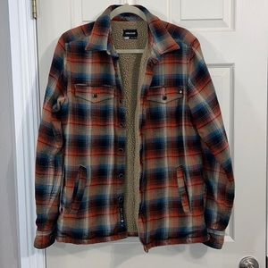 Marmot size small orange/blue flannel jacket
